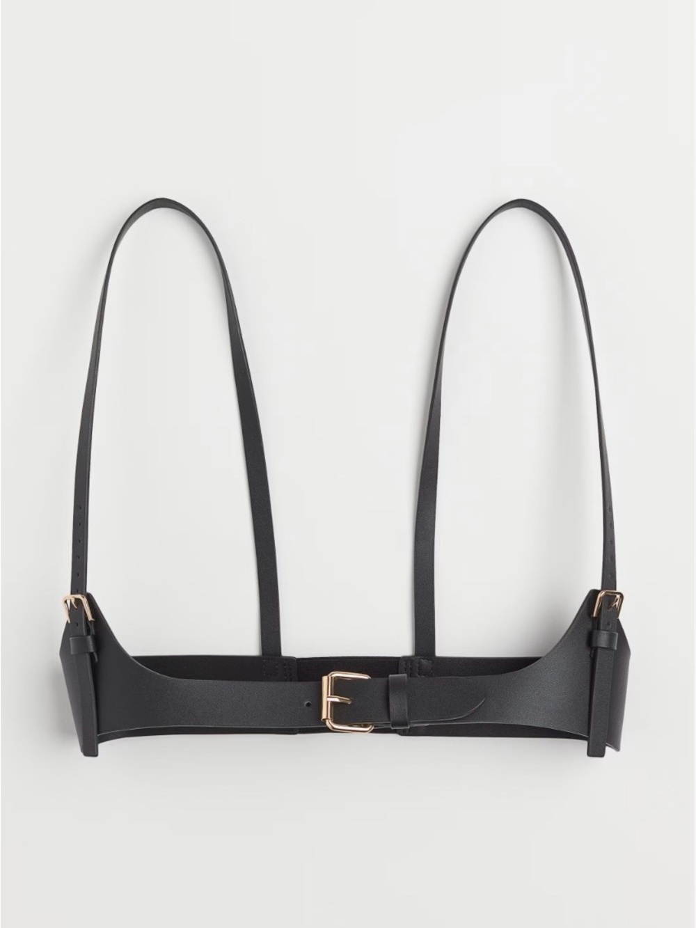 H&M Black Strappy Underbust Harness with Gold Buckles
